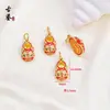 Estilo Francés Antiguo Esmalte Azul Cabeza de Tigre Zapato León Colgante Gota de Aceite Pulsera DIY Accesorios de Joyería
