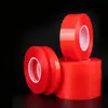 Cinta adhesiva de doble cara transparente roja de película PET ultradelgada y fuerte, 0.2 mm de grosor, no deja residuos, impermeable y resistente al calor, adecuada para reparación de teléfonos y aplicaciones de placas de identificación