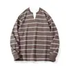 Roupas Vintage 25 Outono Novo Estilo Japonês Marca da Moda Falso Duas Peças Gola V Color Block Listrado Solto Versátil Moletom Pulôver