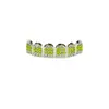 Conjunto de Aparelhos Ortodônticos Hip-Hop Cravejados de Diamante Amarelo, Dentes Falsos Personalizados Ajustáveis, Acessórios Brilhantes para Palcos de Rap Europeus e Americanos
