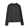 Chaqueta de Lana de Seda Cálida para Otoño e Invierno Ajustada Adelgazante Cuello Alto Cremallera Cárdigan Chaqueta Deportiva Casual de Manga Larga para Mujer