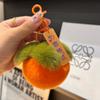 Mini llavero colgante de piel de conejo Rex real con forma de caqui pequeño para coche, bola de peluche, para mochila escolar, regalo