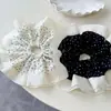 Corea del Sur Rizado Blanco y Negro Puntos de Ola Anillo para el Pelo Intestino Grande Accesorios para el Cabello Cola de Caballo Femenina Suave Versátil Estilo Perezoso de Gama Alta