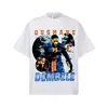 2026 Transfronterizo Primavera/Verano Dembelé Fútbol 300g Algodón Puro Hombro Caído Peso Pesado Manga Corta Impresión Directa Tinta Blanca Camiseta Estilo Americano
