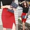 Nova Saia de Verão e Primavera 2025 que Cobre o Quadril Feminina Midi Estilo Coreano Slim Fit Stretch Fenda Saia One-Step Saia Profissional Ol