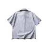 Camisa de Manga Corta con Retazos y Cuello de Doble Capa Yidao Vintage Verano 2026 para Hombre Camisa de Cuadros Holgada Retro Japonesa