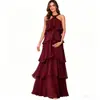 Vestido de noche talla grande con diseño de cuello halter estilo europeo y americano, vestido largo de gasa simple y moderno, vestido de tarta adelgazante para sesiones de fotos y fiestas