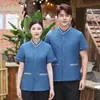 Uniforme de limpeza de propriedade de manga curta de verão respirável para mulheres equipe de limpeza de quartos de hotel vestuário de trabalho de arrumação estilo novo