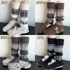 Polainas Fair Isle Copo de Nieve Vintage para Mujer Otoño/Invierno Navidad Calcetines de Punto para Deportes de Bádminton