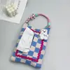 Bolsa de Tejido de Punto de Color Contrastante para Coche, Bolso Tejido con Colgante de Oso, Estilo Ins, Bolsa de Almacenamiento para Escritorio