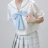 Sueño de conejo electrónico lunares mango largo vino tinto lazo de niña uniforme jk de estudiante objeto pequeño hecho a mano