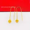 Aretes de Borla Corazón Chapados en Cobre Dorado de Suministro en Vivo para Mujer Aretes Largos Simples de Corona Aretes de Temperamento Joyería al por Mayor