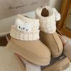 Meias Casuais Quentes de Gatinho com Cinto Botas de Neve com Forro de Lã Moda de Inverno Solado Grosso Sapatos de Algodão Retrô Botas Femininas