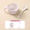 Cuenco de melamina para niños, bonito cuenco de arroz con dibujos animados para el hogar, complemento alimenticio, cuenco pequeño con asa, cuchara, vajilla materna e infantil, caja de regalo