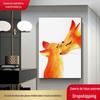 Estilo coreano quente bonito raposa pequena sala de estar pendurado pintura nórdica estilo infantil pintura decorativa simples animal pintura núcleo 3207