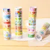 Fita de papel colorida de desenho animado coreana fita pequena decorativa colorida para diário estudante diy desenho animado fita pequena