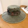 Chapéu de Pescador Jeans Western Bordado Lavado Estilo Japonês Verão Feminino ao Ar Livre Montanhismo Aba Larga Rosto Pequeno Chapéu de Sombra