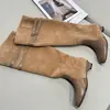 Botas Apiladas Estilo Retro Maillard 2026 Tendencia Caliente Moda Patchwork Correa de Doble Hebilla con Estilo Chica Picante Estilo Páramo Botas Largas por Encima de la Rodilla para Mujer