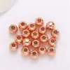 Contas de Cobre Puro Banhadas em Ouro 18K Cor Duradoura para Pulseiras e Colares, Contas Redondas para Joias DIY, Acessórios de Miçangas Artesanais, Contas Soltas