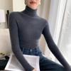 Suéter de Cachemira de Solapa Alta Nuevo de Otoño e Invierno Ropa de Primera Línea para Mujer Suéter Ajustado con Cordón Manga Larga Camisa Base Tejida Ajustada