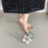 Zapatos Transparentes de Cristal de Moda Nuevos Zapatos de Gelatina Huecos Zapatos Individuales para Mujer Verano 2025 Casual Sandalias con Lentejuelas Flor Cuadrado
