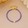 Pulseira-Colar de Pérolas de Água Doce e Ametista Doce e Fresca, Fashionável e Versátil, Joia de Alto Padrão para Mulheres Atacado