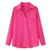 AliExpress Transfronterizo 2026 Nuevas Llegadas de Primavera Ropa Urbana para Mujer Holgada de Nueve Colores Botón Cuello en V Manga Larga Solapa Camisa