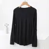 Camisa Base com Costura Canelada de Manga Longa Tamanho Grande para Mulheres Plus Size, Novo Estilo Outono 2023, Camiseta Fina Solta para Primavera e Outono para Usar em Camadas ou Sozinha