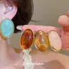 Aretes ovalados de acrílico con degradado estilo Melard para mujer, aretes de lujo ligero de alta gama, aretes de diseño de nicho para mujer