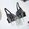 Europeu e americano sexy estilo diamante frisado borla Fishbone cueca exterior vestir ultra curto dança do ventre beleza tubo traseiro top grande backless