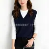 Chaleco Suéter de Punto sin Mangas Transfronterizo para Mujer Primavera y Otoño Nuevo Holgado y Versátil Estilo Perezoso Jersey Chaleco de Cuello en V