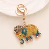 Elefante de Diamante de Cristal Llavero de Metal para Coche Creativo Exquisito Lindo Regalo Nicho Colgante de Bolso de Gama Alta