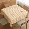 Toalha de mesa quadrada fresca e simples, à prova d'água, à prova de óleo, fácil de limpar, com um elegante padrão xadrez, adequada para mesas quadradas pequenas, capa de mesa de jantar resistente ao calor