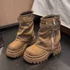 Botas Martin de moda con tacón grueso para mujer, nueva colección otoño/invierno, casuales y versátiles, perfectas para usar al aire libre, que realzan la altura, botas cortas, botines pequeños de cuero