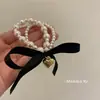 Anillos para el Pelo con Lazo de Perlas Estilo Francés Lujo Ligero Tamaño Cuerda Básica para el Cabello Combinable en Primavera y Verano Tendones de Goma Franceses Exquisitos para Mujeres