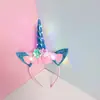 Venta al por mayor de fábrica Diadema Luminosa de Unicornio para Fiesta Infantil de Vacaciones Halloween Alas de Ángel Arcoíris Adorno para la Cabeza