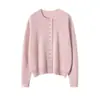 Camada Suave ~ Cardigan de Tricô 100% Caxemira Pura Consinee para Mulheres, Suéter com Botão de Nariz de Porco Personalizado, Jaqueta de Luxo Acessível