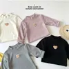 Camiseta básica de manga larga de color liso para bebé, unisex, cuello medio alto, prenda interior cálida, ropa de oso de dibujos animados estilo coreano