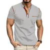 Camiseta de Manga Corta para Hombre de Verano Amazon Transfronterizo Comercio Exterior Secado Rápido Moda Casual Estilo Americano Camisa Polo Henry