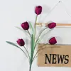 Flor de tulipán artificial de rama larga y cinco cabezas para ingeniería exterior, juego de flores para decoración del hogar, venta al por mayor de fábrica