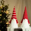 Novo produto transfronteiriço: Ponteira de árvore de Natal com luz LED de velho sem rosto com chapéu de tricô vermelho e branco, enfeite de decoração de árvore de Natal de elfo