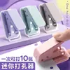 Máquina Perforadora Perforadora Pequeña de un Solo Agujero Agujero para Anillas Papelería Estudiantil Clip Manual Perforadora de Papel Mini A4
