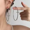 Brincos de Cruz com Diamantes Exagerados para Mulheres Design de Moda Europeu e Americano Transfronteiriço Brincos Simples e Descolados Brincos em Forma de C