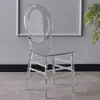 Silla de plástico cristalino Napoleon para salón de banquetes transparente acrílico estilo bambú hotel exterior ceremonia de boda simple