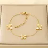 Moderna y Sencilla Multiestilo Accesorios de Mariposa de Concha Blanca Pulsera de Acero Inoxidable Cadena para Clavícula de Moda Joyería al por Mayor
