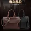 Bolsa para Hombre Estilo Coreano Bolso de Moda para Hombre Bolso de Hombro Retro Maletín Bolso Cruzado de Negocios Portátil Material Piel Crazy Horse Combinación para Viajes