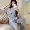 Pijama Fresco Su Xixi 829 com Bojo para Mulheres Verão Modal Manga Curta Calça Conjunto Casual para Casa