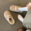 Zapatos Peludos Casuales de Suela Plana y Punta Cerrada para Mujer Estilo Nuevo Otoño/Invierno 2026 para Uso en Exteriores Mocasines Slip-Ons de Felpa Zapatillas de Algodón