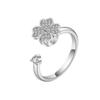 Explosiones Transfronterizas Anillo Giratorio de Ansiedad de 3 Piezas Anillo Giratorio Ajustable de Zirconia de Trébol de Cuatro Hojas Femenino Nicho Avanzado