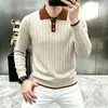 Suéter para Hombre de Lana Merino Lujo Ligero Estilo Old Money 2026 Otoño/Invierno Nuevo Casual de Negocios Bloque de Color Prenda Base de Punto Hombre